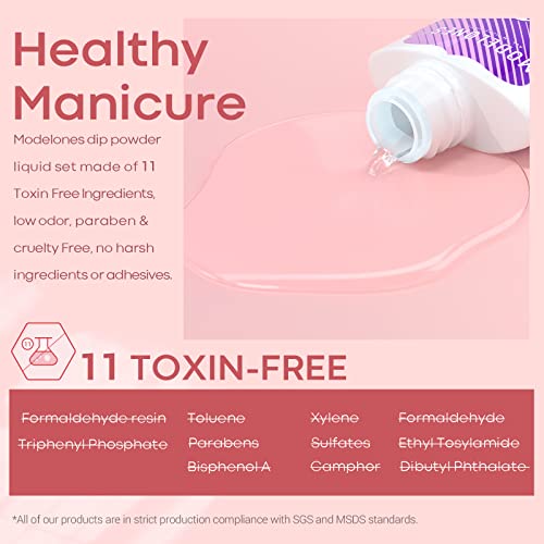 Modelones Dip Powder Liquid Set with 15ml 2 in 1 Base & Top Coat and Activato...