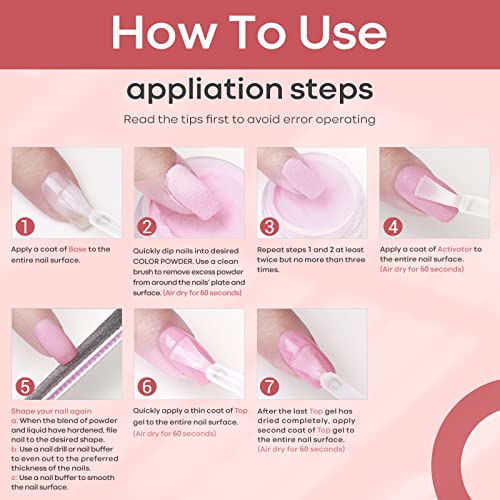 Modelones Dip Powder Liquid Set with 15ml 2 in 1 Base & Top Coat and Activato...