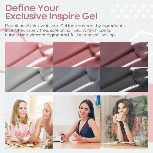 Modelones Gel Nail Polish Kit With 48W U V Light LED Nail Lamp, 6 Colors Nude...