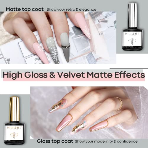 Modelones Gel Nail Polish Kit With 48W U V Light LED Nail Lamp, 6 Colors Nude...
