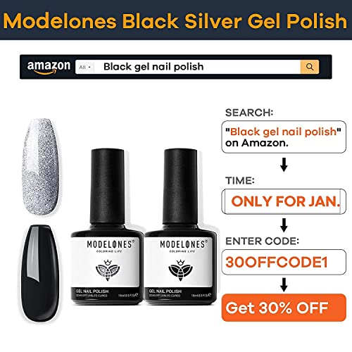 Modelones Gel Nail Polish Kit With 48W U V Light LED Nail Lamp, 6 Colors Nude...