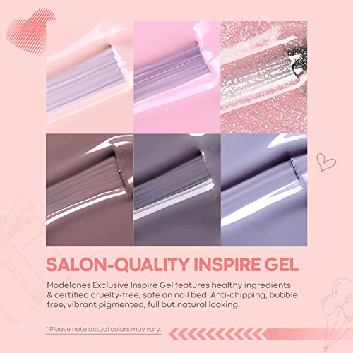 Modelones Gel Nail Polish Kit with Nail Lamp 6 Colors Fingernail Polish Porta...