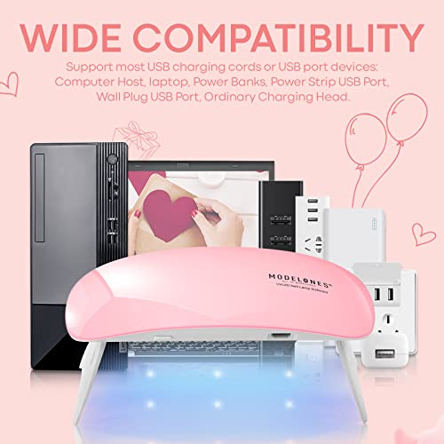 Modelones Gel Nail Polish Kit with Nail Lamp 6 Colors Fingernail Polish Porta...