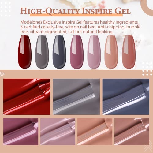 Modelones Gel Nail Polish Kit with U V Light 48W Nail Dryer 7 Nude Colors Gel...