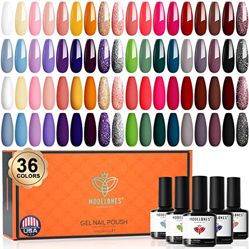 Modelones Gel Nail Polish Set, 36 Pcs Colors 7ML Spring All Seasons Holiday G...
