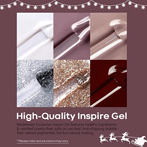 Modelones Gel Nail Polish Set, 6 Colors Burgundy Red Brown Gel Polish Set Cha...