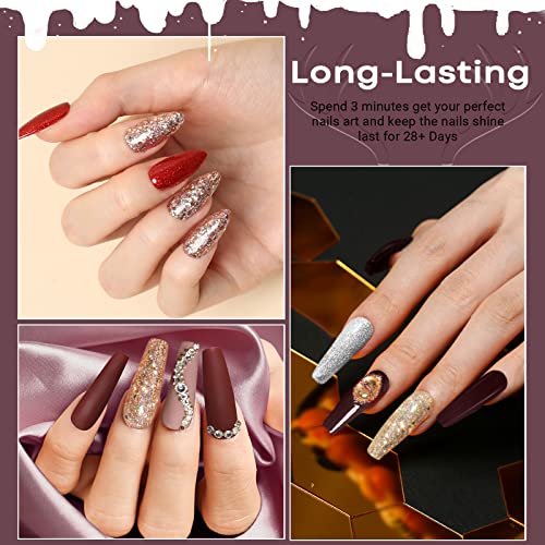 Modelones Gel Nail Polish Set, 6 Colors Burgundy Red Brown Gel Polish Set Cha...