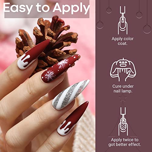 Modelones Gel Nail Polish Set, 6 Colors Burgundy Red Brown Gel Polish Set Cha...