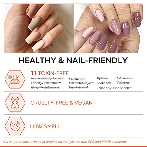 Modelones Gel Nail Polish Set - 7 Colors Nude Pink Brown Gray Soak off Nail P...