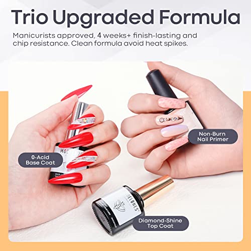 Modelones Gel Top Coat and Base Coat With Nail Primer, 3Pcs No Wipe Base and ...