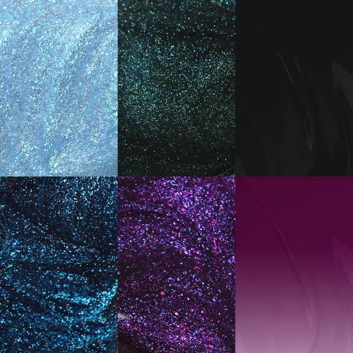 Modelones Glitter Gel Nail Polish Set, 6 Colors Milky Way Collection, Black C...