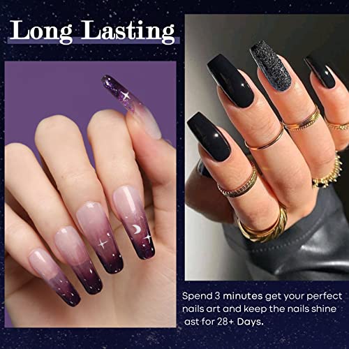 Modelones Glitter Gel Nail Polish Set, 6 Colors Milky Way Collection, Black C...