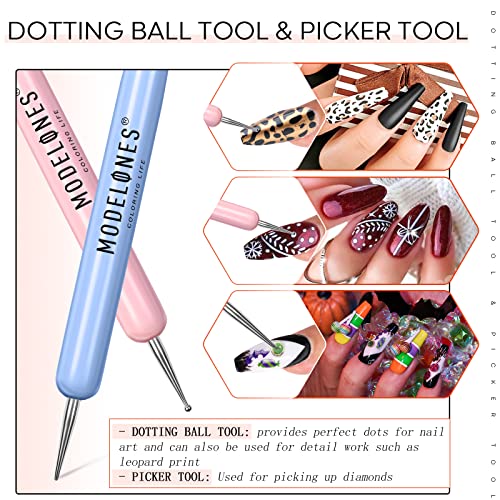 Modelones Nail Art Brushes Set, Nail Art Design Pen Painting Tools with Nail ...