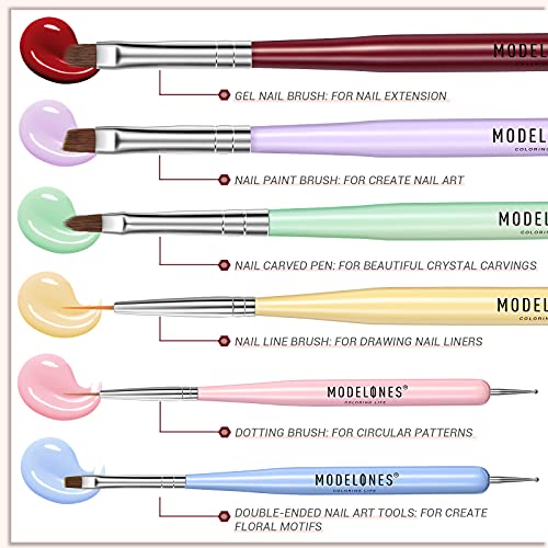 Modelones Nail Art Brushes Set, Nail Art Design Pen Painting Tools with Nail ...