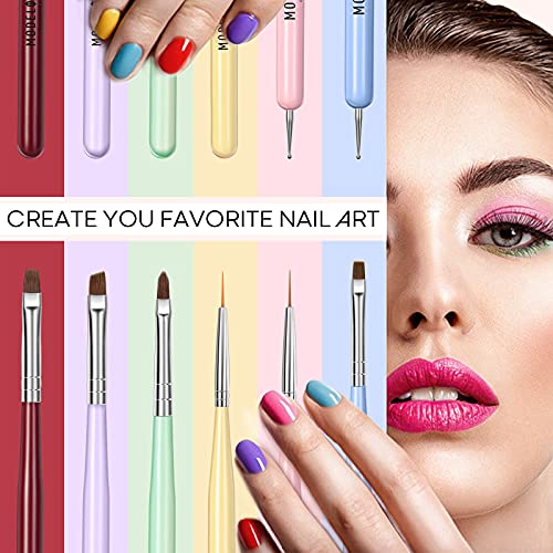 Modelones Nail Art Brushes Set, Nail Art Design Pen Painting Tools with Nail ...
