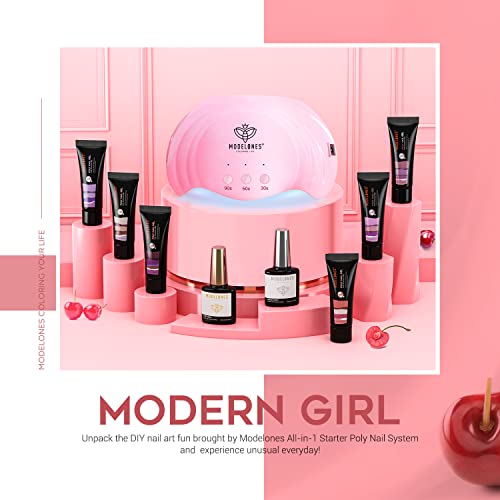 Modelones Poly Extension Gel Nail Kit - 6 Colors with 48W Nail Lamp Slip Solu...