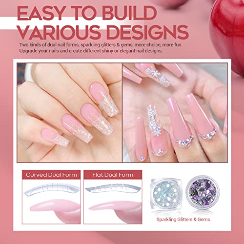 Modelones Poly Extension Gel Nail Kit - 6 Colors with 48W Nail Lamp Slip Solu...
