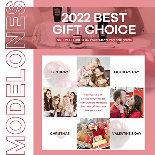 Modelones Poly Extension Gel Nail Kit - 6 Colors with 48W Nail Lamp Slip Solu...