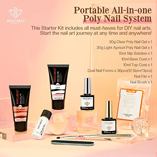 Modelones Poly Nail Gel Kit 30ml 2PCS With Slip Solution Extension Builder En...