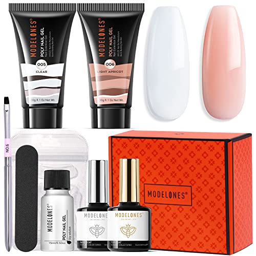 Modelones Poly Nail Gel Kit 30ml 2PCS With Slip Solution Extension Builder En...