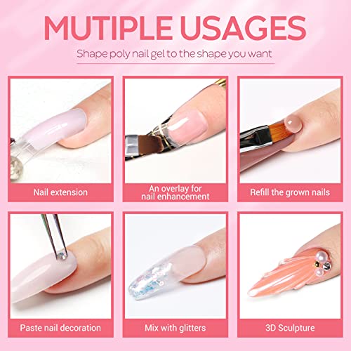 Modelones Poly Nail Gel Kit- 6 Colors Enhancement Nail Extension Gel Kit with...