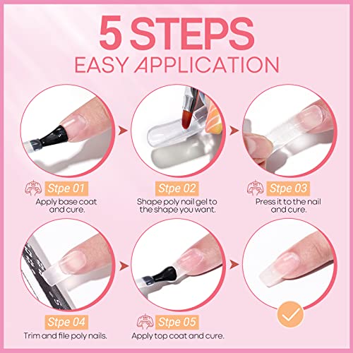 Modelones Poly Nail Gel Kit- 6 Colors Enhancement Nail Extension Gel Kit with...
