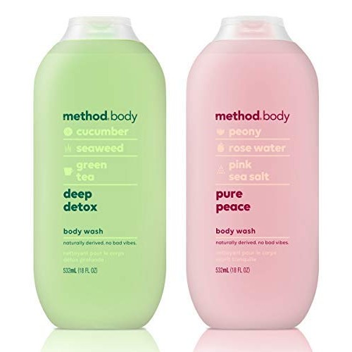 Method Body Body Wash - Deep Detox & Pure Peace - Set of 2 (Each 18 fl oz 532...