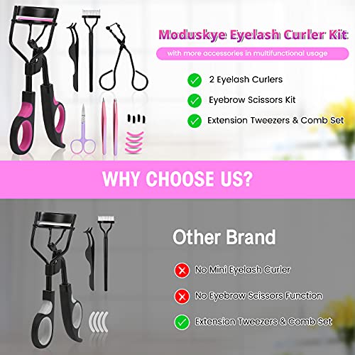 Eyelash Curler, Moduskye 7 in 1 Lash Curler Kit with Refill Pads, Partial Cur...