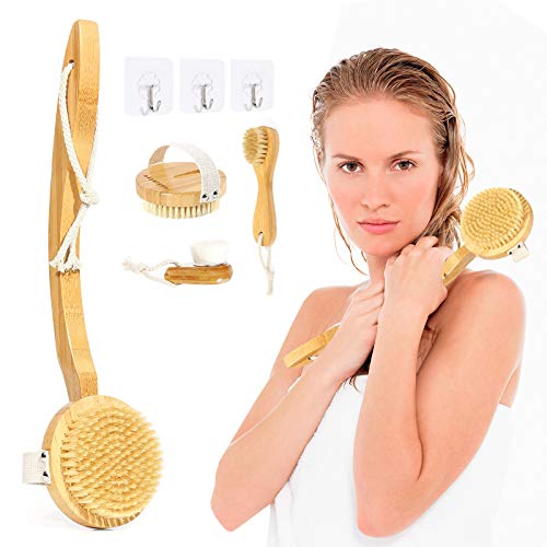 Shower Brush, Moduskye Back Brush with Long Curved Detachable Handle, Bath Bo...