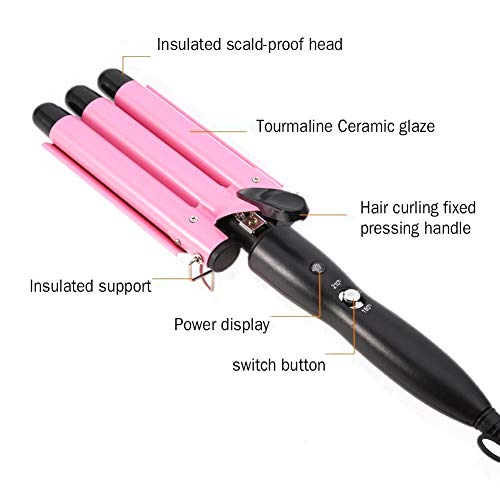 Hair Curling Iron 1 inch 3 Barrel Hair Crimper Ceramic Two Gear Temperature C...
