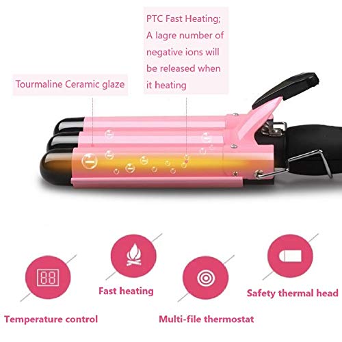 Hair Curling Iron 1 inch 3 Barrel Hair Crimper Ceramic Two Gear Temperature C...