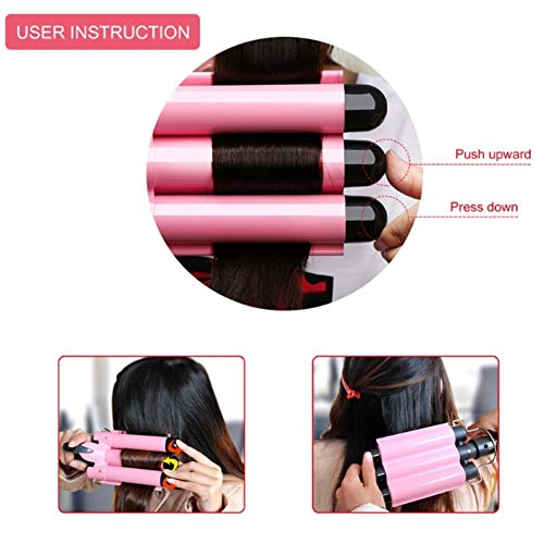 Hair Curling Iron 1 inch 3 Barrel Hair Crimper Ceramic Two Gear Temperature C...