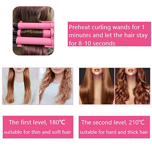 Hair Curling Iron 1 inch 3 Barrel Hair Crimper Ceramic Two Gear Temperature C...