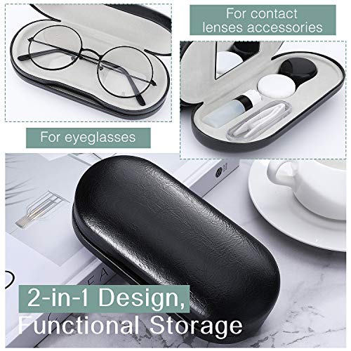 MoKo Double Eyeglass Case, Contact Lens Case with Mirror Tweezers Remover, 2 ...