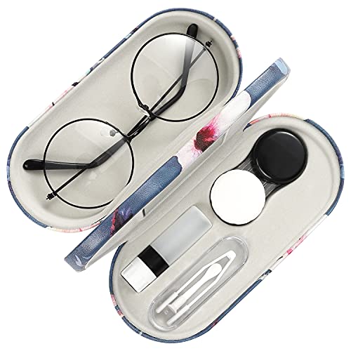 MoKo Double Eyeglass Case, Contact Lens Case with Mirror Tweezers Remover, 2 ...