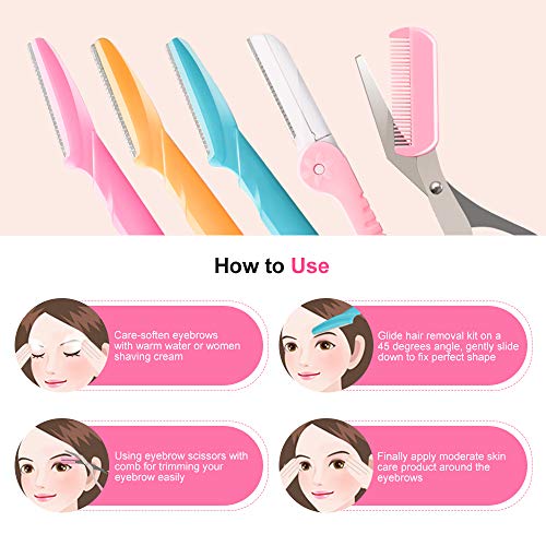 12 Pcs Eyebrow Razor, Face Razors for Women, Exfoliating Eyebrow Trimmers, Ey...