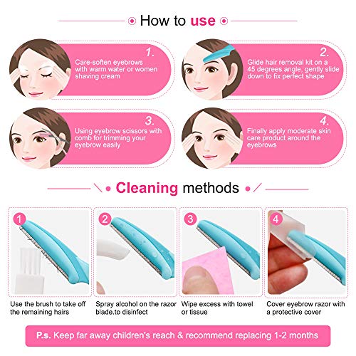 12 Pcs Eyebrow Razor, Face Razors for Women, Exfoliating Eyebrow Trimmers, Ey...
