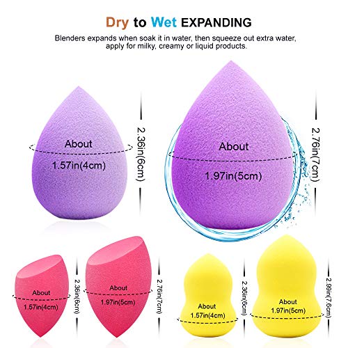 6 Pieces Makeup Sponge Blender Set, Egg/Oblique Olive/Gourd Shapes Beauty Fou...