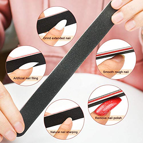 Professional Nail Files and Buffers Kit, 100/180 Grit Emery Boards for Nails,...