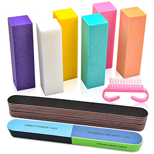 Professional Nail Files and Buffers Kit, 100/180 Grit Emery Boards for Nails,...