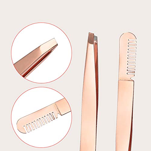 2 Pieces Multifunctional Eyebrow Tweezers with Eyebrow Comb False Eyelashes A...