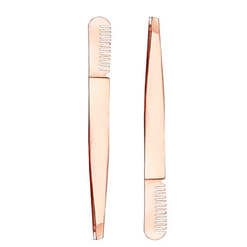 2 Pieces Multifunctional Eyebrow Tweezers with Eyebrow Comb False Eyelashes A...