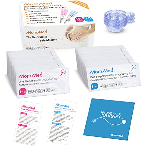 MomMed Ovulation Predictor Kit (HCG25-LH100), with 25 Pregnancy Test and 100 ...