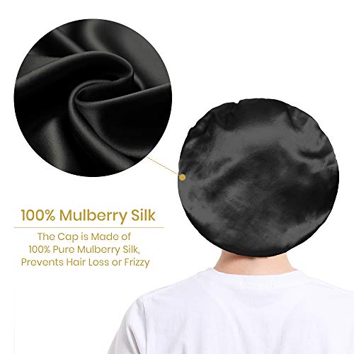 Mommesilk Silk Sleeping Cap for Women Sleep Bonnet Beanie Cap for Curly Hair ...