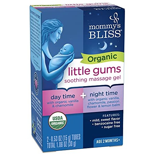 Mommy's Bliss Organic Little Gums Soothing Massage Gel Day and Night Combo He...