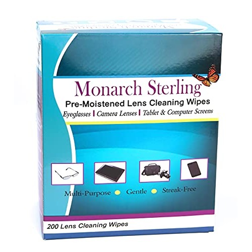 Monarch Sterling Pre-Moistened Lens Cleaning Wipes Ideal for Eyeglasses, Came...