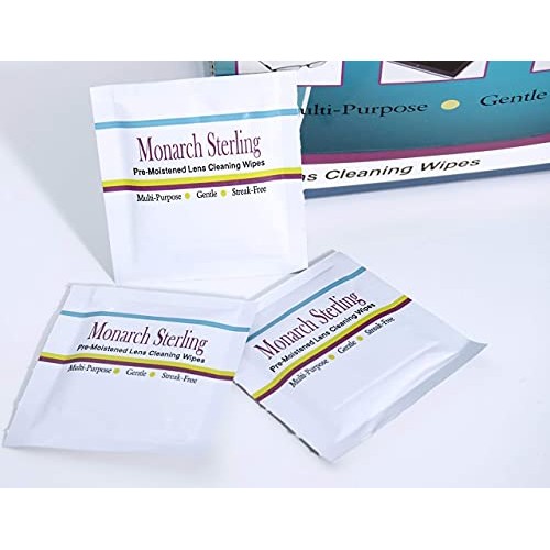 Monarch Sterling Pre-Moistened Lens Cleaning Wipes Ideal for Eyeglasses, Came...