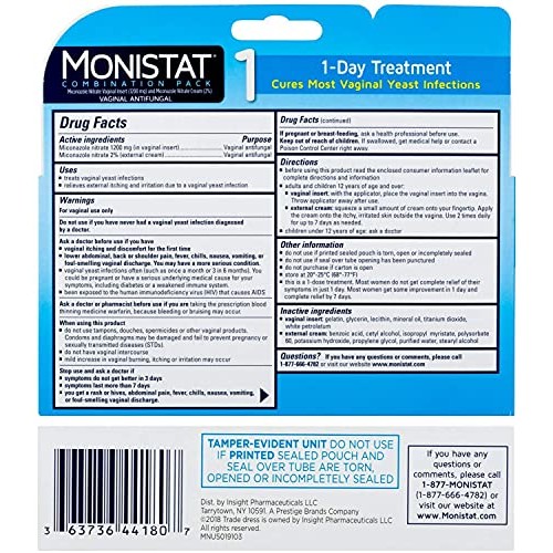 Monistat 1-Day Yeast Infection Treatment, Prefilled