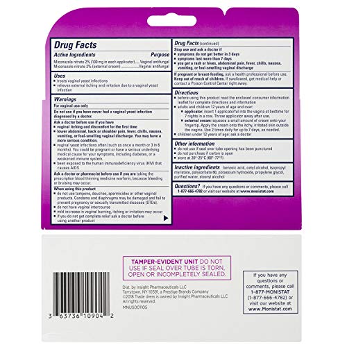 Monistat 7-Day Yeast Infection Treatment | Cream + External Itch Relief Cream