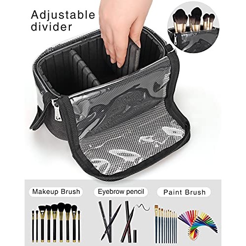 Makeup Brush Case,Makeup Brush Holder with Adjustable Dividers,Large Capacity...